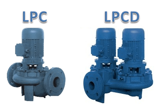 LPC, LPCD, čerpadlá s 2-pólovým motorm, 2900 ot/min,  LPC4, LPCD4 - čerpadáo so 4-pólovým motorm, 1450 ot/min

